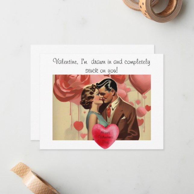 Carte De Correspondance Saint-Valentin excentrique (Devant/Arrière en situation)