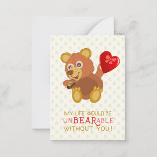 Carte De Correspondance Saint Valentin Ours Funny Kids School