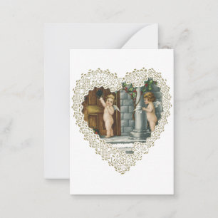 Carte De Correspondance Saint-Valentin victorien, anges vintage avec lettr