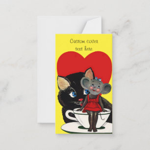 Carte De Correspondance Saint-Valentin vintage, coeur de tasse de thé de