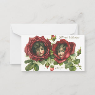 Carte De Correspondance Saint-Valentin vintage, visages victoriens dans le