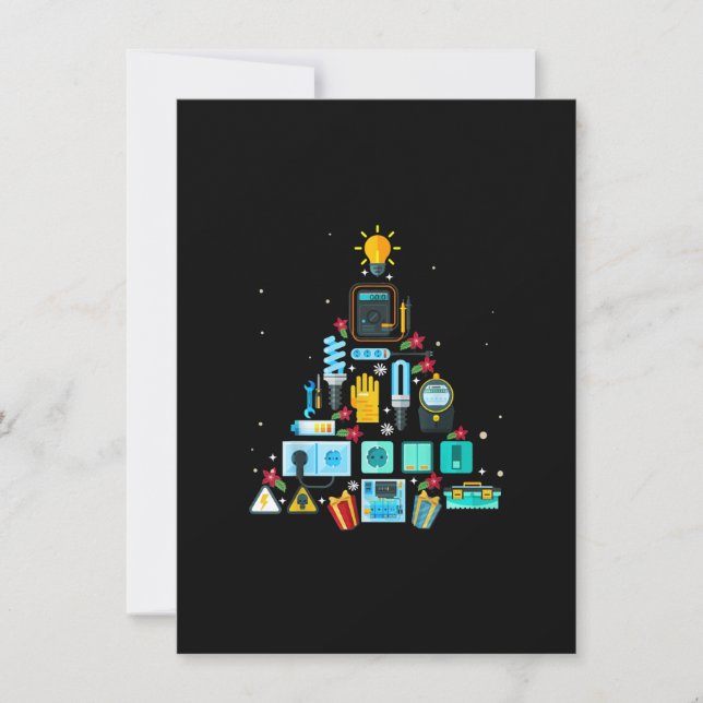 Carte De Correspondance Sapin de Noël Électricien Drôle (Devant)
