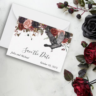 Carte De Correspondance Sauver la date Halloween automne mariage corbeau