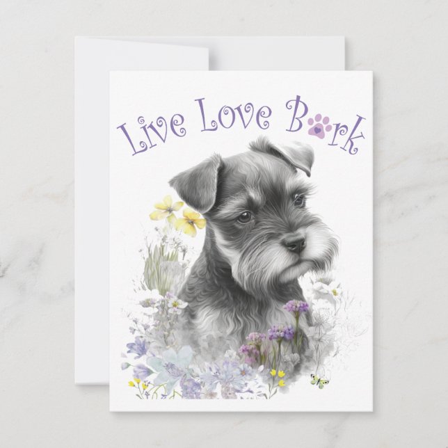 Carte De Correspondance Schnauzer Chien Maman Floral (Devant)