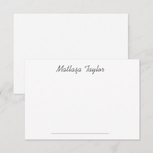 Carte De Correspondance Script blanc simple personnalisé