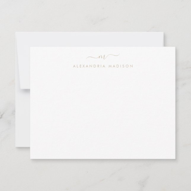 Carte De Correspondance Script Brown Beige Monogramme Laveuse Chic (Devant)