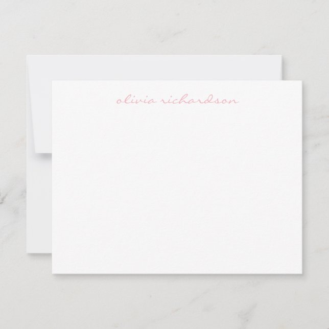 Carte De Correspondance Script manuscrit moderne Feminine Blush Rose (Devant)