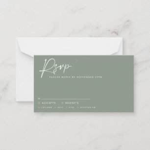 Carte De Correspondance script mariage moderne sage vert script rsvp répon