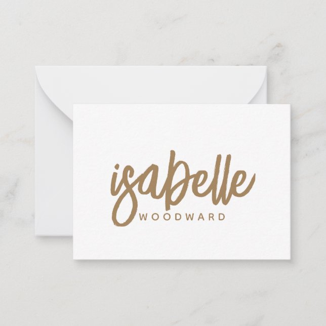 Carte De Correspondance Script minimaliste moderne Monogramme or noir (Devant)