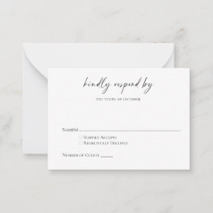 Carte De Correspondance Script minimaliste noir blanc moderne RSVP
