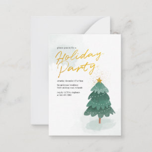 Carte De Correspondance Script moderne Gold Christmas Tree