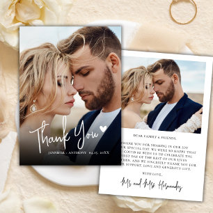 Carte De Correspondance Script moderne Love Heart 2 Mariage photo Merci