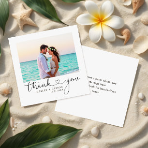 Carte De Correspondance Script MODERNE Mariage de coeur photo Budget Merci