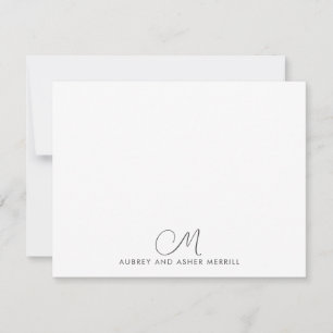 Carte De Correspondance Script Monogramme papeterie moderne