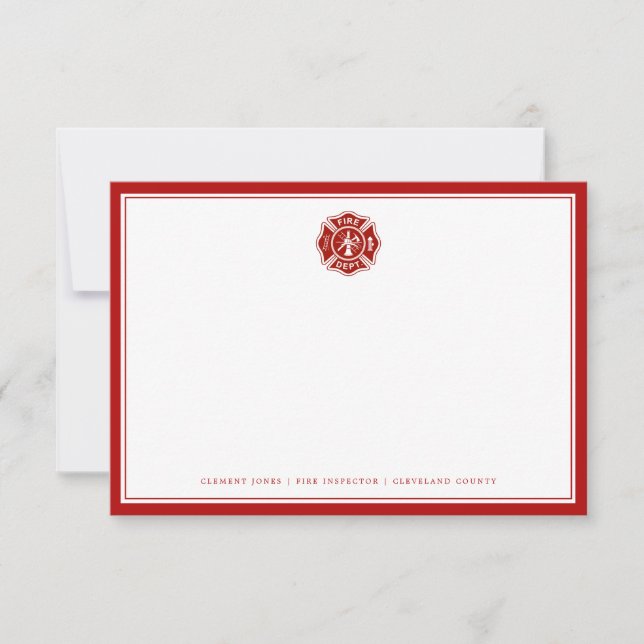 Carte De Correspondance Secourt incendie | Croix maltaise | Red Backed (Devant)