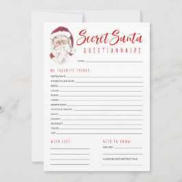 Carte De Correspondance Secret Père Noël Questionnaire échange de cadeaux