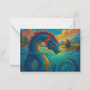 Carte De Correspondance Serpent de mer drôle jouant avec un imaginaire pêc
