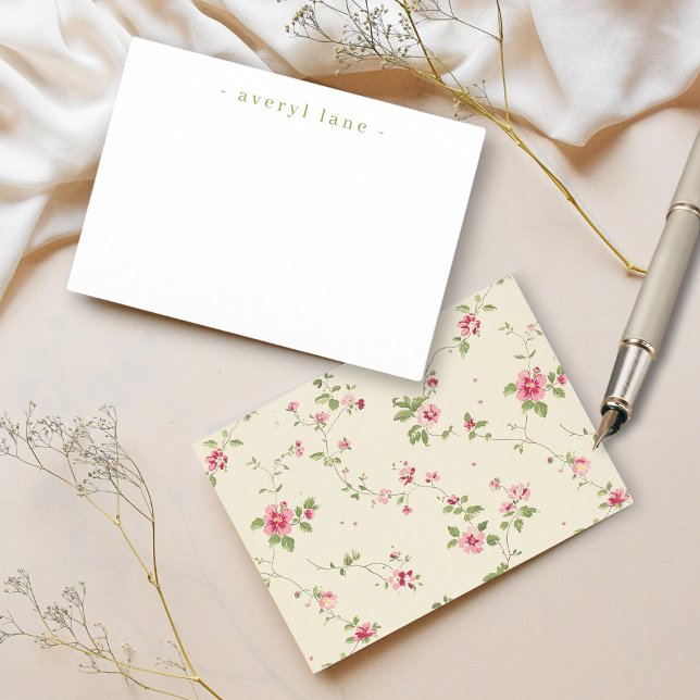 Carte De Correspondance Shabby Chic Fleur sauvage Papeterie personnalisée (Créateur téléchargé)