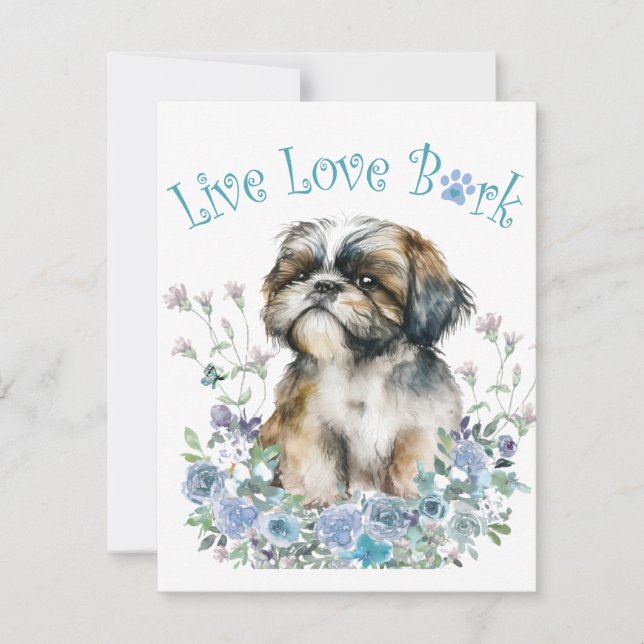 Carte De Correspondance Shih Tzu Chien Maman Florale (Devant)