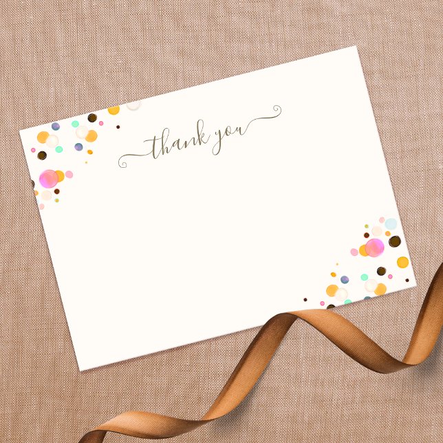 Carte De Correspondance Signature de remerciement fantaisiste Confetti Scr (Créateur téléchargé)