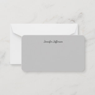 Carte De Correspondance Silver Grey Nom de calligraphie Plain Professional