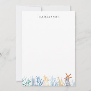 Carte De Correspondance Simple aquarelle corail personnalisé