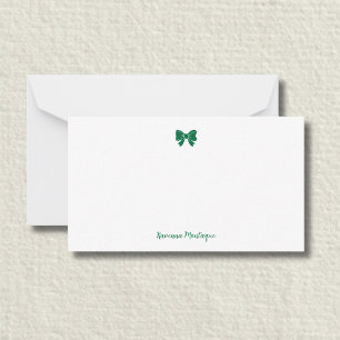 Carte De Correspondance Simple Bouteille Verte Nœud Papillon Nom Manuscri