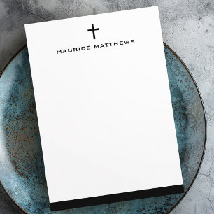 Carte De Correspondance Simple croix masculine nom noir bordure plate