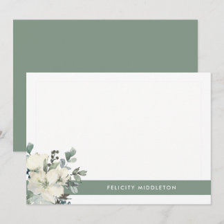Carte De Correspondance Simple Élégant Feuillage Floral