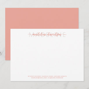 Carte De Correspondance Simple fille Blushing Peach Nom Papier à lettres