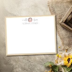 Carte de correspondance simple hérisson beige doux