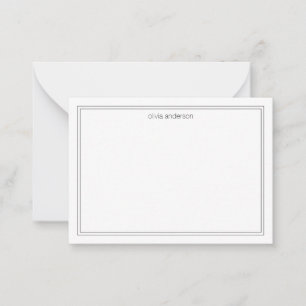 Carte De Correspondance Simple moderne minimaliste noir deux bordures Mono