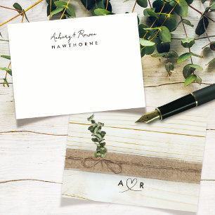 Carte De Correspondance Simple moderne Monogramme Couple Russe Eucalyptus