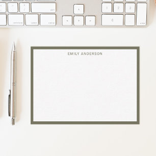 Carte De Correspondance Simple moderne Monogramme Olive Green Bordure