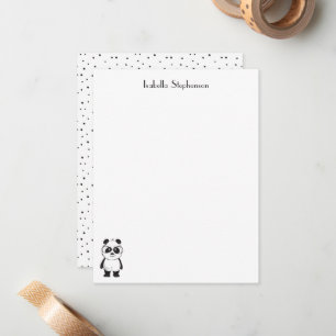 Carte De Correspondance Simple Panda Noir et Blanc Personnalisé