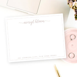 Carte De Correspondance Simple Script Dusty Rose Papier à lettres personna