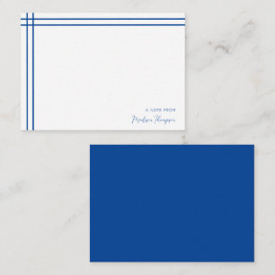 Carte De Correspondance Simple Script Marine Bleu 2 côté Double bordure