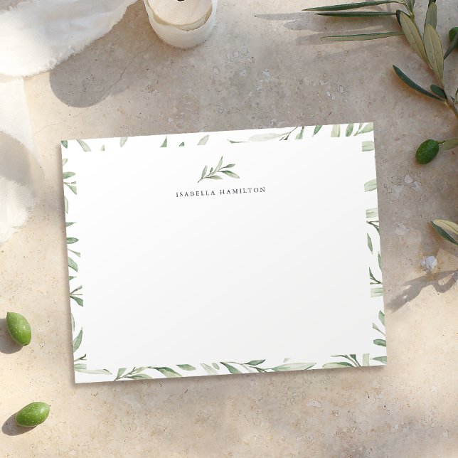 Carte De Correspondance Simple végétation rustique Papeterie personnalisée (Simple rustic greenery Personalized Stationery Note Card)