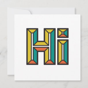 Carte De Correspondance Simplement dire Hi Flat Note Card en Or, Vert, Rou