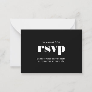 Carte De Correspondance Site Web du Mariage RSVP en noir noir noir