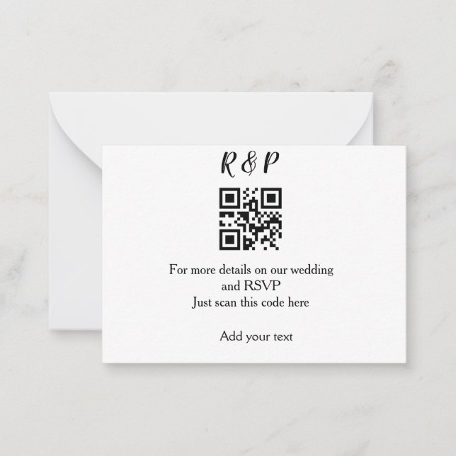 Carte De Correspondance site web mariage rsvp q r code ajouter nom texte t (Devant)