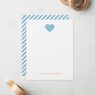 Carte De Correspondance Sky Blue Sweet Heart Monogram Papier
