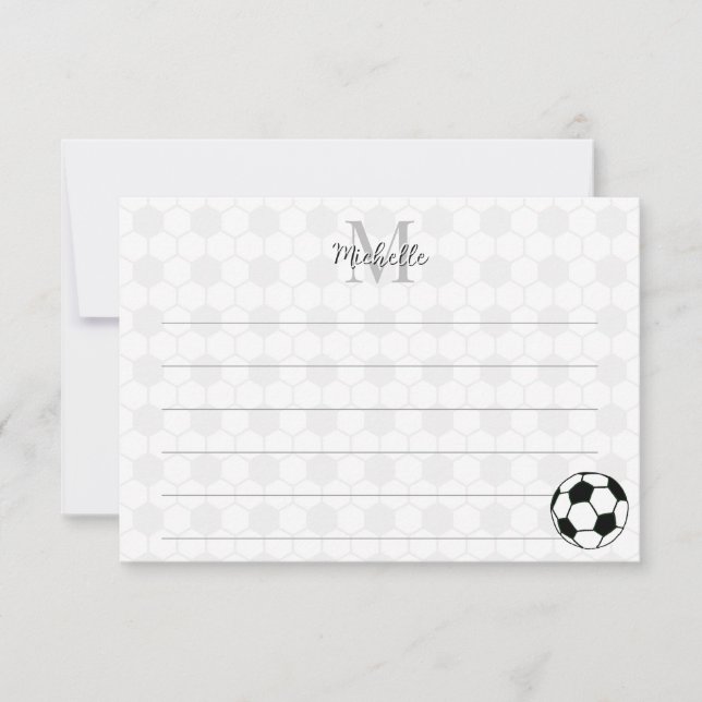 Carte De Correspondance Soccer Balls Black and White Custom Lined Monogram (Devant)