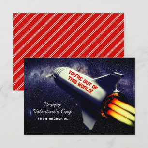 Carte De Correspondance Sortez de ce monde Retro Rocket Kids Valentine