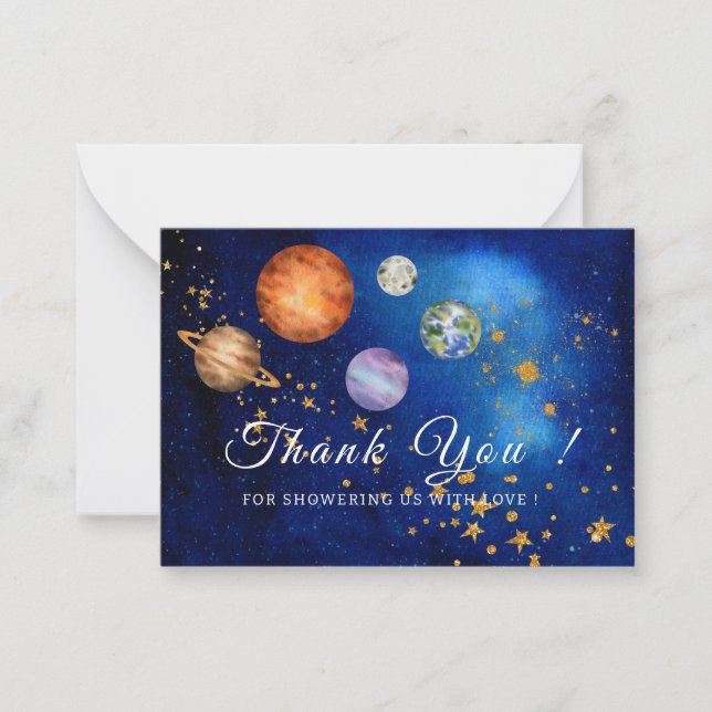 Carte De Correspondance Space Galaxy Starry baby shower merci (Devant)