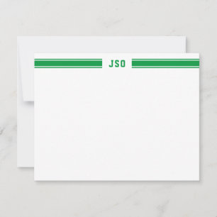 Carte De Correspondance Sportifs Monogramme Masculine Vert & Blanc