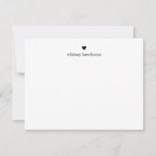 Carte De Correspondance Stationery Coeur Noir Classique Simple Minimaliste