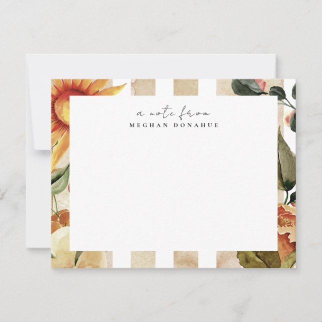 Carte De Correspondance Stationery Floral Rustique Sunflower personnalisée (Devant)