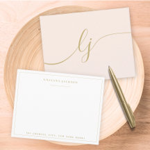 Stationery Personnalisé Simple Script Blush Gold