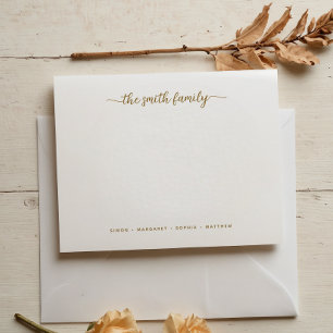 Carte De Correspondance Stationnaire moderne Gold Script Family